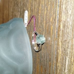 New Srerling Silver Aqua Kayanite Ring Size 7.5